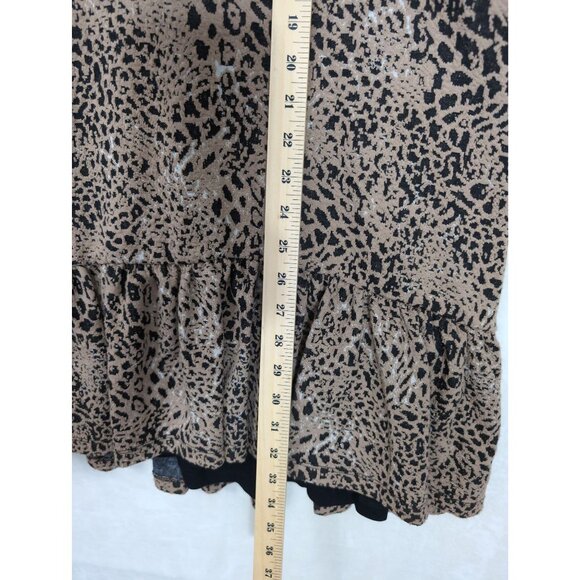 Anthropologie Maeve Mini Dress Women 12 Leopard Print Back Bow Cut Out Western - Picture 12 of 12